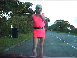 Transsexual In Pink Outdoor Solo