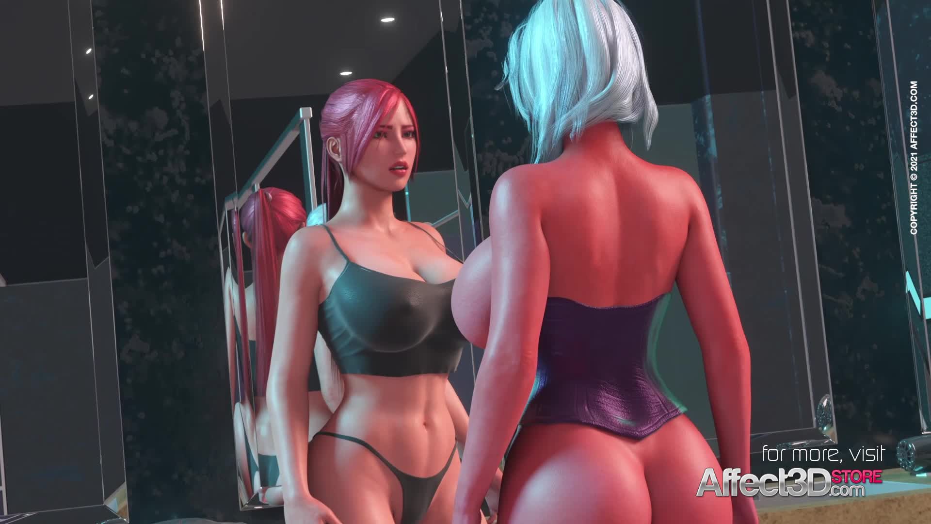 Big tits redhead babe fucked by a futa demon in a 3D animation